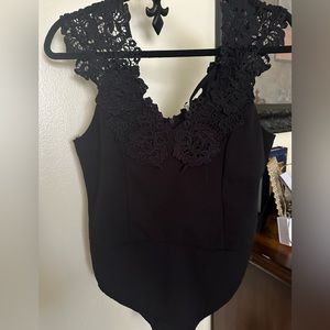 Black lace sleeveless top